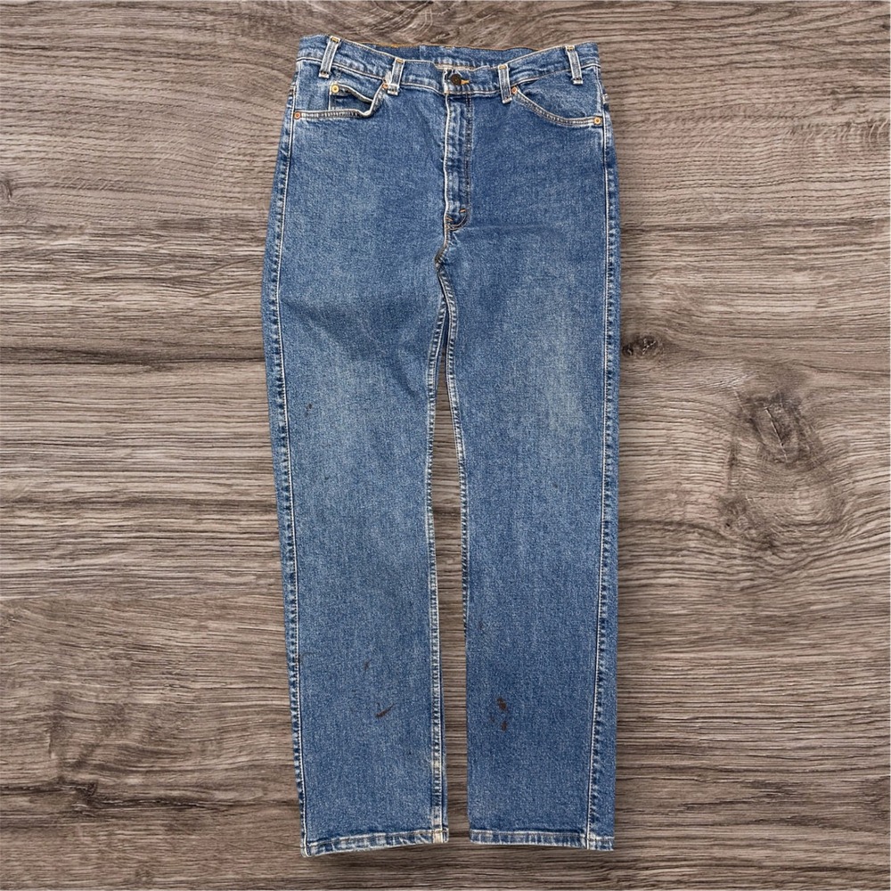 Vintage Levis 505 Orange Tab Jeans Mens 34x31 USA Made Blue Straight Leg Denim